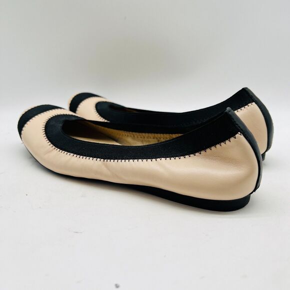 Stuart Weitzman Shoes Womens 6.5 Black Cream Ballet Flats Casual Dress Slip Ons - Picture 5 of 11